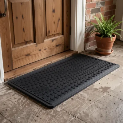Striped Non-Slip Scraper Doormat with Rubber Backing, 40x60cm