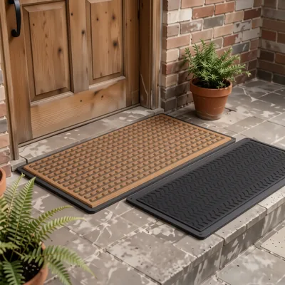 2 Pack Striped Non-Slip Scraper Doormats, 40x60cm