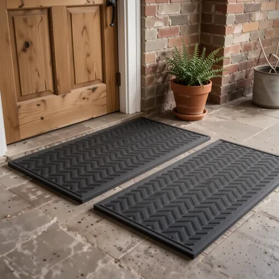 2 Pack Zig Zag Non-Slip Scraper Doormats, 40x60cm