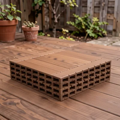 40 Pack Brown Wood-Effect Composite Interlocking Patio Tiles, 30cm x 30cm