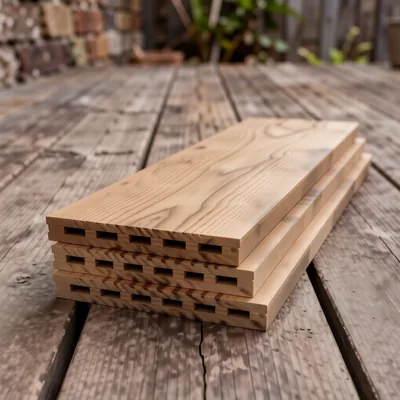 Anti-slip treated softwood decking boards, 2.4m (Pack of 4)