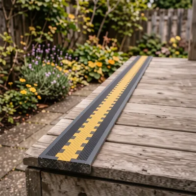 Black and Yellow GRP Anti-Slip Stair Nosing, 2000mm x 55mm