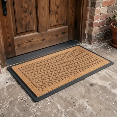 Natural Coir Entrance Mat with Anti-Slip Rubber Backing, 75cm x 100cm