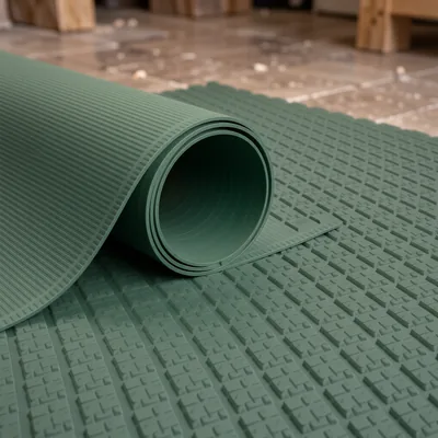Green Ribbed Vinyl Anti-Slip Matting 5.0m x 1.2m