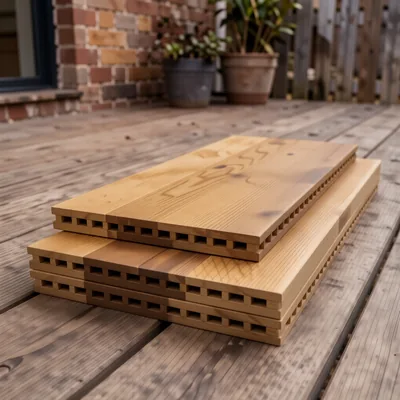 3.6m Solid Composite Decking Boards, Honey Gold Bark Effect, Pack of 15