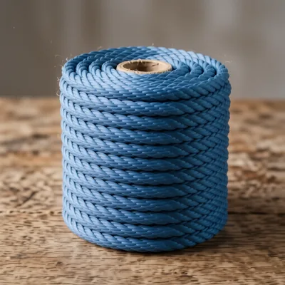 8mm Blue Twisted Polypropylene Rope, 50 Metre Roll