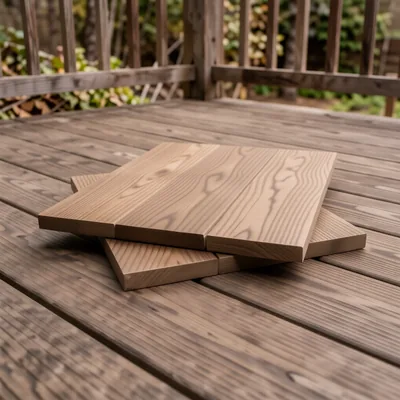 Ridged Timber Decking Tiles 32mm x 50cm x 50cm, 4 Pack