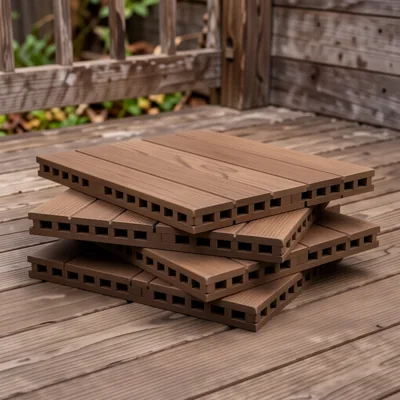 5 Pack Interlocking Composite Decking Tiles, 30 x 30 cm, Brown