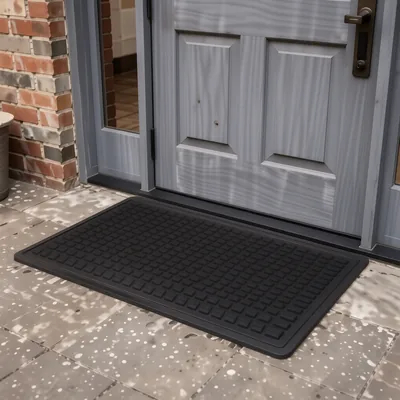 Heavy Duty Grey Door Mat with Non-Slip Rubber Backing, 60x90cm