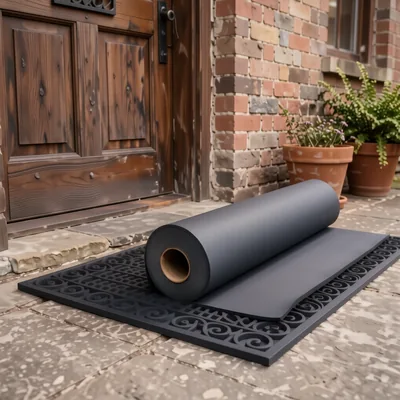 Wrought Iron Effect Rubber Doormat, 45 x 75cm