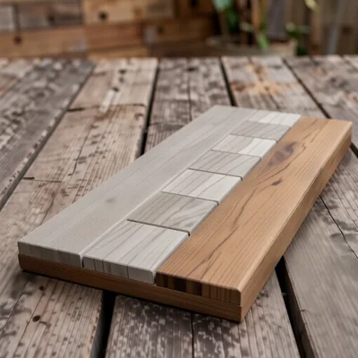 Light Grey Composite Interlocking Mosaic Decking Tiles, 30cm x 30cm (10 Pac