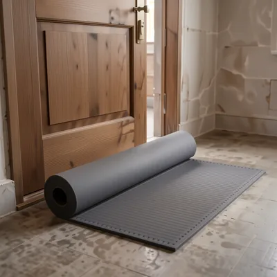 Grey Ribbed Non-Slip Door Mat, 80 x 300 cm