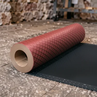 Red Diamond Pattern PVC Non-Slip Matting Roll, 1.2m Wide