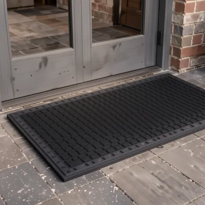 Interlocking Entrance Mat Tiles, Black/Anthracite, 440 x 290 x 16mm (2 Pack
