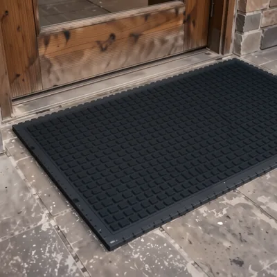 Interlocking Entrance Mat Tiles Black and Blue 440 x 290 x 16mm 2 Pack