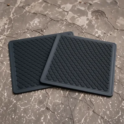Set of 2 Wrought Iron Effect Rubber Step Mats, 75 x 25cm