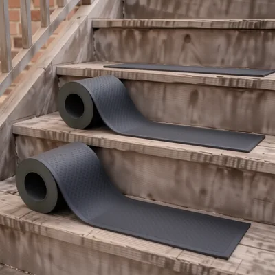 3 Pack Diamond Pattern Rubber Stair Treads for Non-Slip Steps
