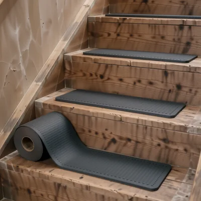 Set of 4 Non-Slip Rubber Stair Treads, 74.5 x 24.5cm