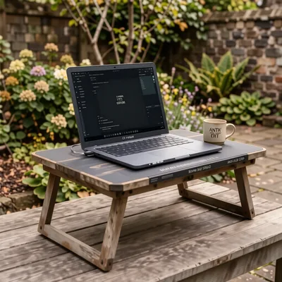 Portable Lap Desk with Cushion and Anti-Slip Strip for 17-inch Laptops