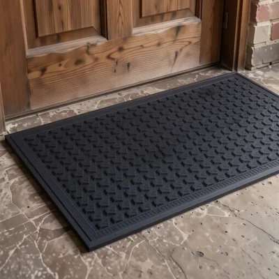 Black and Steel Plush Entrance Mat, 1200mm x 900mm x 7mm