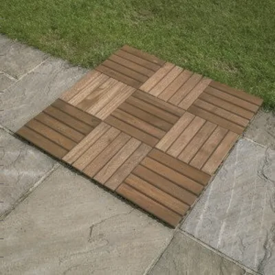 Wooden 30cm SQ Interlocking Decking Floor Tiles Garden Patio Deck Slab Tile